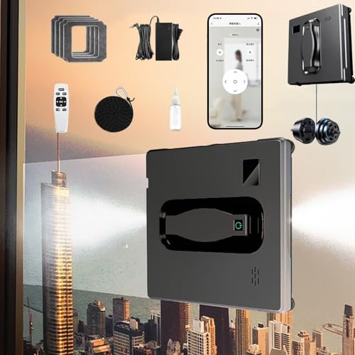 Dual Nozzles Window Cleaner Robot, Window Cleaning Washer Robot with 3 Cleaning Modes & APP/Remote Control, 65DB Low Noise Glass Cleaning Robot, for Framed/Frameless Surface