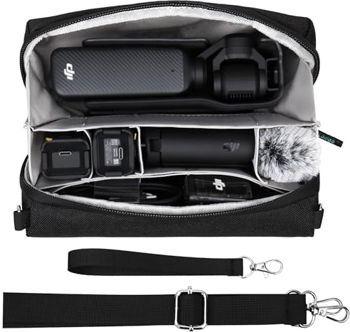 Lacdo Custodia per il trasporto della fotocamera per DJI Osmo Pocket 4 3 Accessori Creator Combo, Borsa da Viaggio Portatile Osmo Pocket 4 3 Case, Borsa Tutto-in-Uno con Tracolla, Grigia