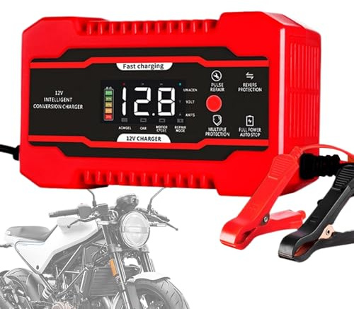 Vitsrisea Chargeur d'entretien pour Batterie de Voiture,Chargeur à Impulsions 12V 6A pour Récupération de Batterie - Équipement de Charge et d'entretien pour Voitures Motos SUV et Véhicules Légers