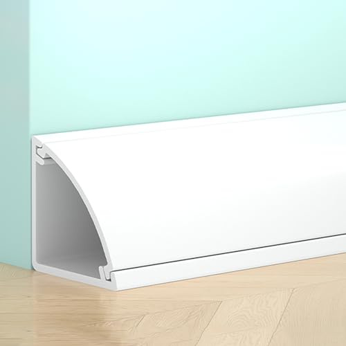 QiaoRong Canalina Passacavi Calpestabile per Angoli a Parete Tagliabile Passacavi Pavimento in PVC, Autoadesivo, Protegge i Cavi e Previene Gli Inciampi(White,2.4x2.4cm/0.9x0.9in)