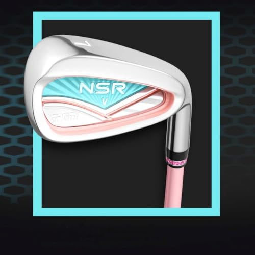 N° 7 mazze da golf Loft 32 gradi grafite o acciaio Rod donne destrorsi ferro da donna ferro per una migliore oscillazione del golf (con asta in grafite, rosa)