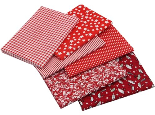 aufodara 6 Stück Baumwollstoff 50x75cm Stoffe zum Nähen Sehr Leicht - Groß Patchwork Stoffe Baumwolle Stoffpaket zum Quilten DIY Basteln Handwerken (Rot, 50x75 cm)
