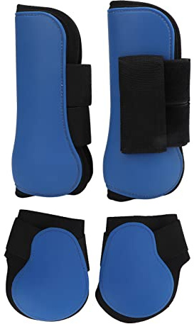 WIHFHGZ Pferde Gamaschen Set, 4 Stück, Kugelschutz Für Vorder - Und Hinterbeine, Blau, Größe M - Stoßdämpfend, Elastisch Gepolstert, Optimal Für Pferdeschutz (Blaues Set L)