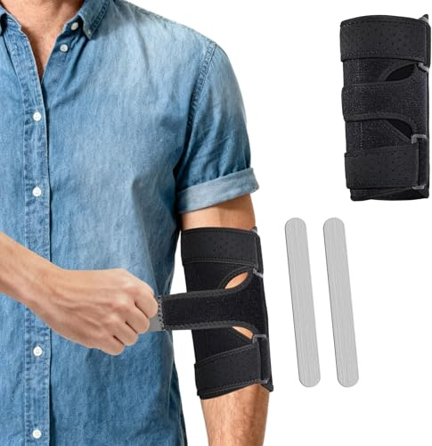 Othrion 1PCS Elbow Support,Elbow Brace,Cubital Tunnel Brace with Removable Metal Splints, Elbow Splint for Fractures,Tennis Elbow,Tendonitis,Night Sleeping,Women & Men