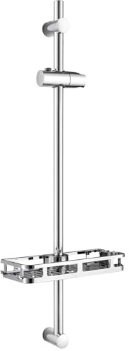 Auralum Saliscendi Doccia 90cm con Mensola Doccia XXL, Asta Doccia Saliscendi in Acciaio Inox con Supporto Soffione Regolabile, Colonna Doccia Senza Miscelatore Adattarsi ai Fori Esistenti, Cromo