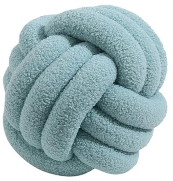 XIUsheUA Cuscino annodato a mano Cuscino a forma di palla annodata intrecciata a mano, decorazione for la casa, cuscino for divano in velluto agnello(Light blue,Diameter 22cm)