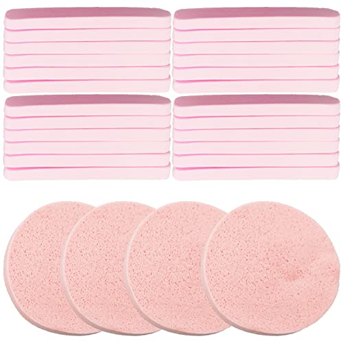 48 esponjas faciales comprimidas de color rosa, esponja de limpieza suave, almohadillas de esponja desmaquillante, esponja de limpieza facial para limpieza facial, exfoliante, masaje SPA