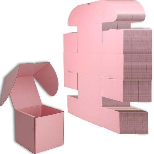 Cenoid Små postkartonger, 15 x 15 x 15 cm Rosa fraktkartonger i kartong för postning, frakt, leverans och förpackning för småföretag (förpackning med 20)