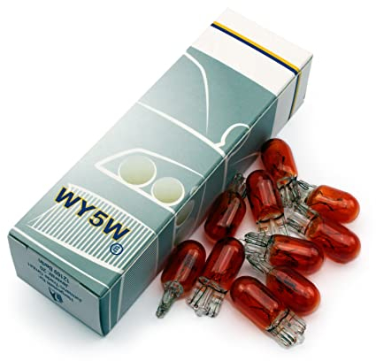 10 Stück - WY5W - W2.1x9.5d - T10 GELB 12V 5W KFZ Beleuchtung - LONGLIFE - Autolampen. Seitenblinker, Blinkerbirnen, Blinkerlampe, Blinklicht, Blinker