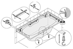 HOESCH Montagezubehör für Wannen mit Wannenanker Wannenfüsse Wannenleisten und Wandprofil Badewanne Montage Set