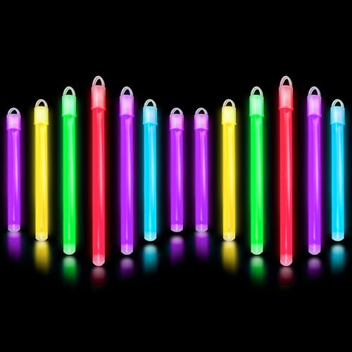 Glow Fever Glow Sticks Bulk - 6 Glow Wands with End Caps & Lanyards - Glow Stick Glow Party Accessories for Celebrations, Birthdays, Festival Accessories & More by Party Dragon - Mixed, 100ct