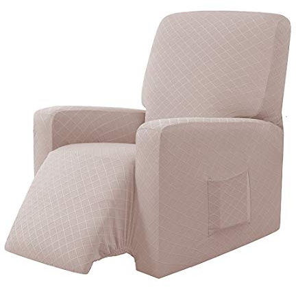 EBETA Sesselbezug Sesselüberwürfe Komplett Sesselschoner, Sesselhussen Elastisch Schonbezug Relaxsesselbezüge Stretch Liegesesselbezug mit Taschen (Sand)
