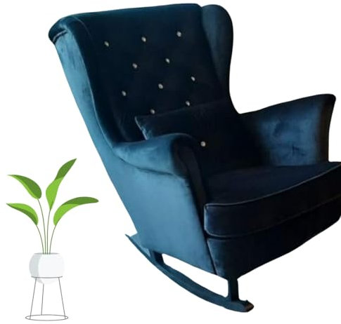 MartHome Schaukelstuhl Wohnzimmer - Relaxsessel, Schwingsessel - Stillstuhl, Schaukelstuhl - Komfortable Sessel für Schwangere Frauen, Velour Schaukelsessel, Relaxstuhl (Schwarz)