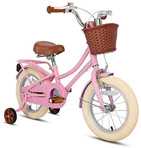 STITCH MANCHI 12 Zoll Kinderfahrrad mit Korb & Stabilisatoren für 2-4 Jahre alte Mädchen & Jungen, Rosa…