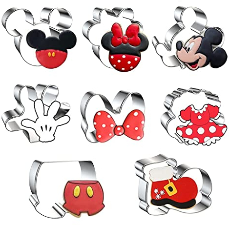 Mickey Cookie Cutters Set, 8 Pcs Stainless Steel Fondant Letter Cutters for Sandwich Sugarcraft
