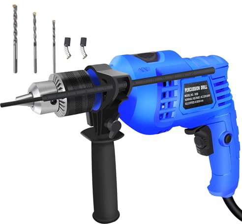 2-in-1 Hammerbohrer 850W Schlagbohrmaschine Variable Geschwindigkeit Elektrobohrer mit Tiefenstab und Bohrkronen, 3000RPM, 360° drehbarer Griff - Home DIY Elektrowerkzeuge
