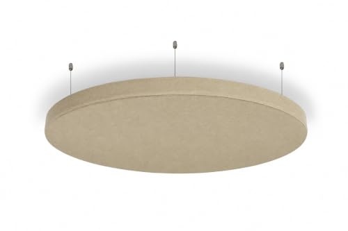 Panneau acoustique circulaire ignifugé R ROSTAGNO 90x4 cm, marquage CE, finition en TISSU DÉMONTABLE et lavable - Positionnement de la suspension au plafond avec câbles réglables (NOIR)