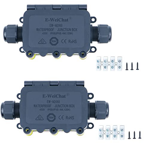 ZONADAH Pack of 2 IP68 Waterproof Electrical Cable Wire Connector Junction Box 2-Way 450V 32A 5-9mm 4M Depth Outdoor Garden Lighting Wiring