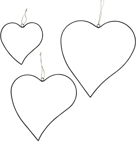 Spetebo Metall Deko Herz 3er Set schwarz - 35/30 / 20 cm - Eisenherzen zum Aufhängen - Hoop Blumen Wand Hänge Kranz Hochzeit Jahrestag Geburtstag Dekoration
