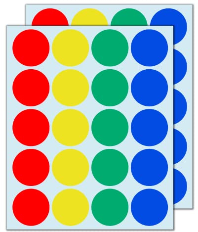 400 Stuck, 50mm Klebepunkte Bunt Punktaufkleber Groß Aufkleber Rund - 4 Farben