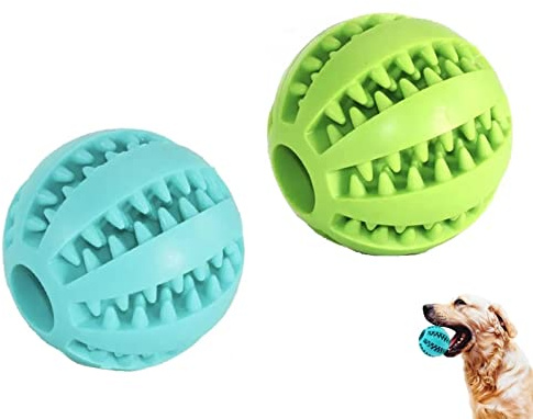 JGR SELECT Pelota para Perros - 2 Unidades - Juguete de Limpieza Dientes de Perros - Bola de Limpieza de Dientes - Juguetes Interactivos para Mascotas de Goma Natural