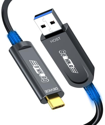 USB A auf USB C Glasfaserkabel 10M, 10Gbps Glasfaser USB 3.2 Gen2 Kabel mit German SiliconLine Chip, Fernübertragung für Machine Vision, Logitech 4K Kamera, VR/AR, Videokonferenz und Industrie-Systeme