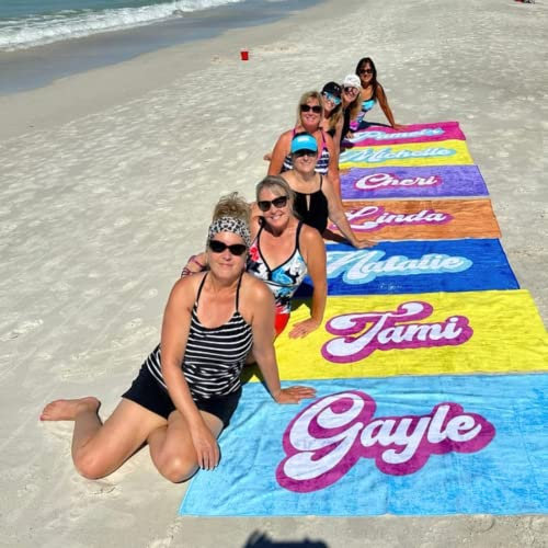 jifu Personalisiertes Strandhandtuch mit Text/Name,Handtuch mit Namen,Personalisiertes Strandtuch Camping Pool,Perfekt für den Strand，Badetuch groß, Reisehandtuch | Reise, Strand, Sauna (140 * 180CM)