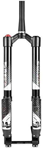 ZECHAO 150mm Federweg Mountainbike Federgabel,1-1/2 Konisches Rohr 26 27.5 29 Aluminiumlegierung Umkehrgabel 15*110mm Steckachse Rebound-Anpassung Fahrrad Federgabel ( Color : Black , Size : 27.5inc