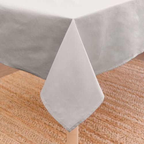 Encasa XO Tovaglia in Cotone, Pranzo Tinta Unita, 56x91 | Grigio chiaro, Tela di Cotone 180 GSM | Per Tavolo da 6 to 8 seater | Lavabile in Lavatrice
