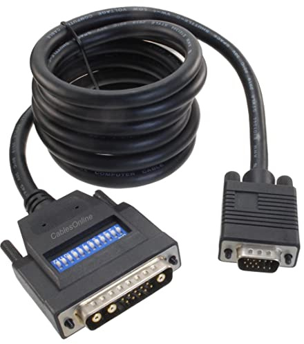 CablesOnline, Cable de monitor 13W3 macho a SVGA (HD15) macho (SunMicro) de 6 pies con 12 interruptores DIP, W3-606