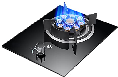 Placa De Gas Placa De Cocina De Gas Incorporada De 33 Cm, Estufa De Gas De Vidrio Templado Negro, 1 Anillo De Placa Portátil De Hierro Fundido, Para Calentar, Cocinar, Hervir, Freír, Cocer A Fueg