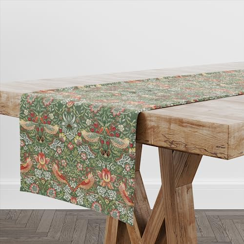 Harrison Cropper William Morris Strawberry Thief Fabric Table Runner (Sage)