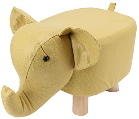 Taburete De Pie Para Sala De Estar, Taburete De Pie, Taburete De Animal Encantador Taburete Tapizado De Elefante Innovador De Dibujos Animados Para Guardería Dormitorio Sala De Juegos (Yellow)