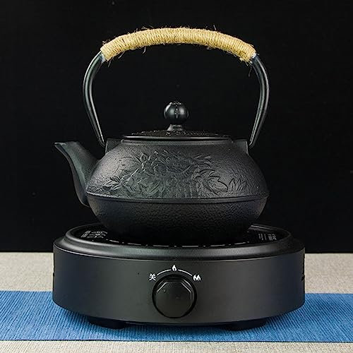 Set teiera in ferro - Teiera e scalda teiera in ghisa nera antica giapponese da 0,9 l, idea regalo di compleanno per regalo