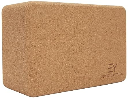 Everyday Yoga Cork Yoga Block 4 Inch, Durable Support Block, Smooth Beveled Edges for Stability, Balance & Confident Yoga Practice - Natural