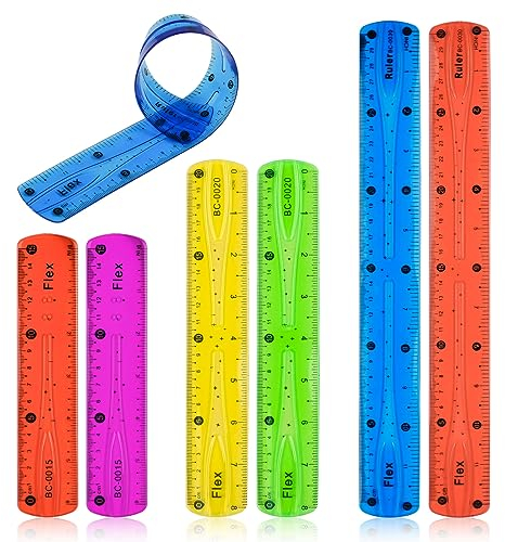 Flexibles Lineal Set,Lineal 30cm Lineal 20cm Lineal 15cm Grundschule,6 Stücke Bunt Lineal Weich,Transparent Lineal Bruchsicher Biegbares für Schule Büro Zuhause Kinder Mädchen.