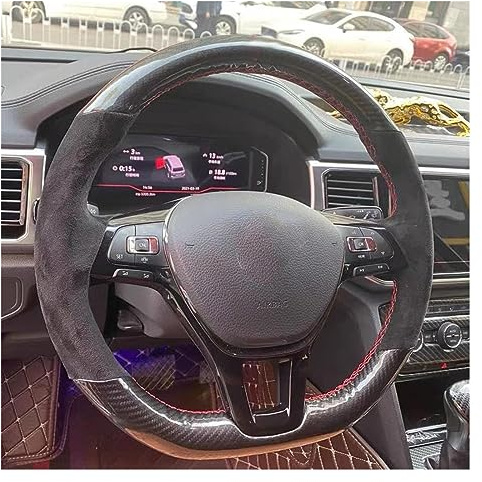 lenkradhülle Für VW für Golf 7 Mk7 für Polo für Jetta für Passat B8 handgenähte Leder-Wildleder-Lenkradabdeckung Auto Lenkradbezug (Farbe : Stil 4)
