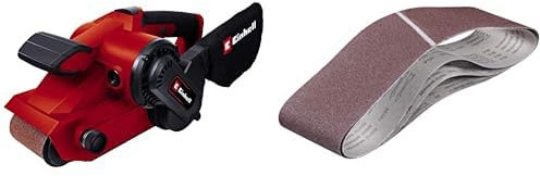 Einhell Lijadora de banda TC-BS 8038 (800 W, superficie de lijado 76x142 mm, inserto de protección cerámica 380 min.-1, asa adicional, aspiración de polvo integrada) + 3 cinturones de lija