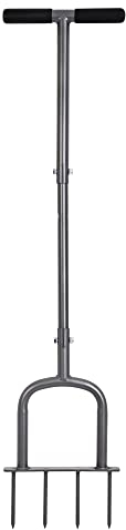 BARAYSTUS Manual Lawn Aerator, Height-Adjustable Manual Lawn Aerator for Compacted Soils and Lawns, Hand Aerator with 4 Spikes