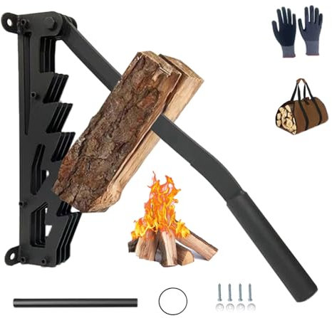 NOZEM Holzspalter, Anzündholz für Wandmontage, Brennholzhalterung, manueller Häcksler, Cracker-Splitter, Abdeckung, kinetischer Spaltbohrer, Splitter-Kindling Wedge, erweiterte Version
