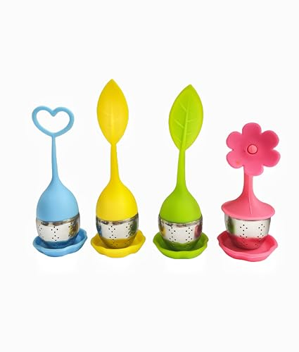 4pcs filtro da tè, tè più caldo, colino da tè a foglia sciolta, Infusore da tè in silicone,Teiera per Tè Sciolto,Filtro per Tè In Foglie,Infusore per Te e Tisane a Forma di Foglia di Tè