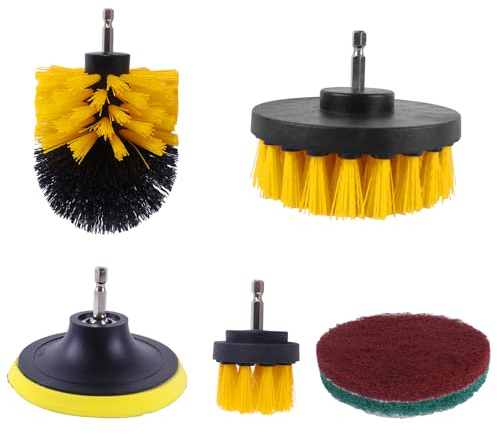 AUMAYCO Drill Brush for Cleaning 6 Pieces, Electric Power Scrubber Attachment Kit for Cleaning Cars, Carpets, Bathroom, Showers, Floor, Grout, Pipe, Toilet, Tubs, Tile, Kitchen
