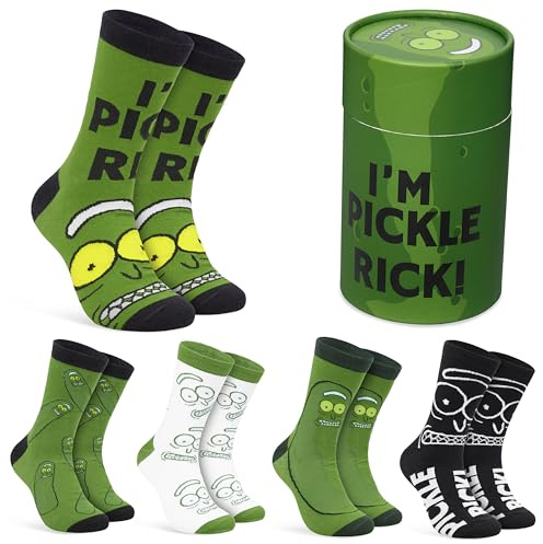 Rick and Morty Chaussettes Homme Mi-Mollet, Lot de 5 Paires Chaussettes Rigolotes - Idee Cadeau Homme et Ado