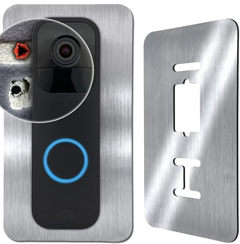 Baron Design | Ouverture en acier inoxydable | Accessoires pour sonnette vidéo Blink 1ère et 2e génération (2025) | Support vidéo Doorbell, panneau, fixation, plaque murale pour sonnette sans fil