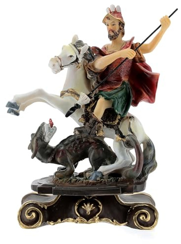 Holyart Statue in resina e PVC: Statua San Giorgio Drago base barocca resina 14 cm