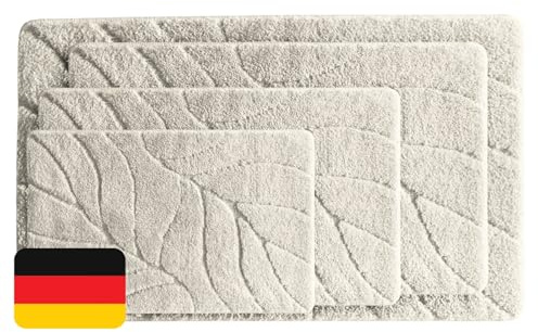 KARAT Tapis de Bain Doux et Antidérapant – Séchage Rapide, Lavable à 40°C, Certifié Oeko-TEX – Tapis de Sortie de Douche Moelleux pour Salle de Bain et Toilettes – Modèle Maris, Crème 80 x 150 cm