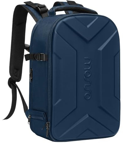 MOSISO Zaino Fotografico, Borsa Fotocamera DSLR/SLR/Mirrorless Impermeabile Artistica Geometrica Rigida con Supporto Treppiede e Scomparto Laptop 15-16 Pollici per Canon/Nikon/Sony,Acciaio Blu