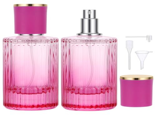 Segbeauty Atomizzatore Profumo, 2 Pezzi 50ml Contenitore Profumo Vetro, Spruzzatore Profumo, Vaporizzatore Profumo Vuoti, Boccetta Profumo Portatile per Festa (Gradiente Viola)
