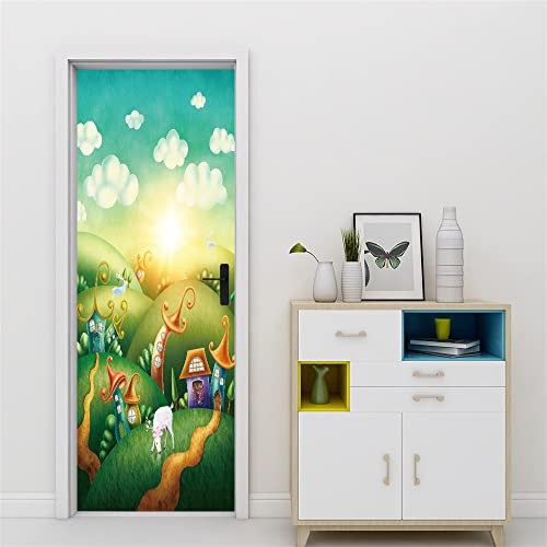 3D Türtapete 70x200 Türaufkleber Selbstklebend Türfolie Poster Fototapete Türbilder Türtattoos Wasserdichte Tür Stickers für Kinderzimmer Wohnzimmer Badezimmer Häuser