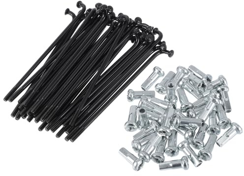 RATCHROLL 36 Pezzi Raggi Universali per Bicicletta 13G, Nippli per Raggi Ruota Bici, Nero, 45 in Acciaio